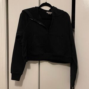 Women’s Black Cropped Zip Up Hoodie